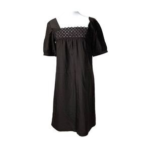 ANTONIO MELANI Women's Baby Doll Appliqué Square Neck Dress in Brown Size 4